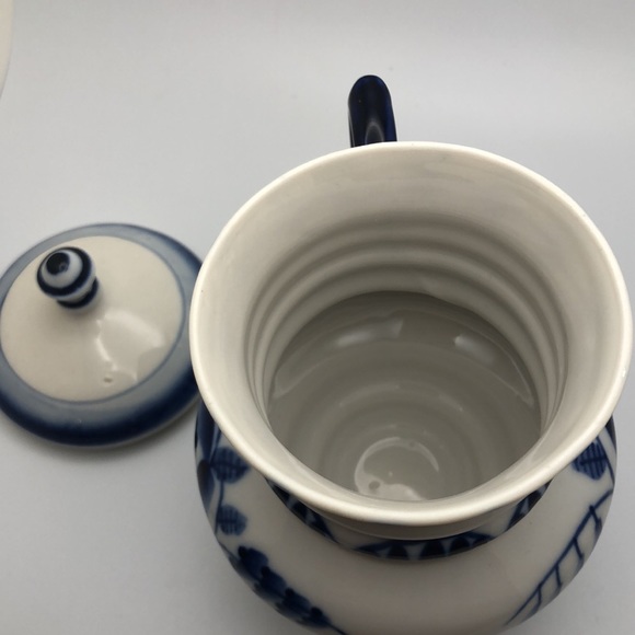 VTG Gzhel Russian hand painted porcelain cup with lid, Rooster Creamer - Picture 6 of 16